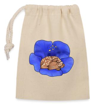 Reh in Bluete - Verschließbarer Geschenkbeutel aus Baumwolle (14x20cm) - Natur - Vorne