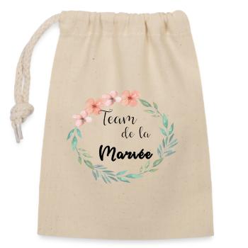 team de la mariee floral fleurs feuilles - Sac cadeau en coton avec cordon (14 x 20 cm) - nature - Devant