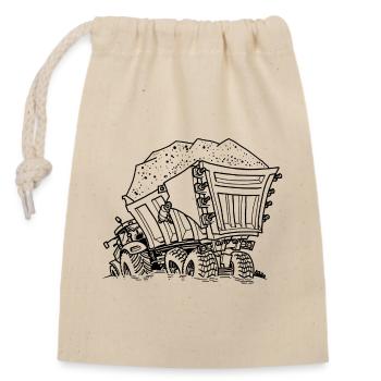 0956 Sattelzug SAND - Verschließbarer Geschenkbeutel aus Baumwolle (14x20cm) - Natur - Vorne
