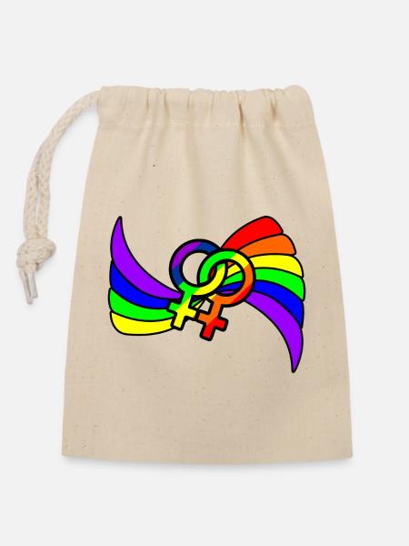 Regenbogen lesbies stolzes Logo - Verschließbarer Geschenkbeutel aus Baumwolle (14x20cm) - Natur