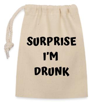 Funny drunk text - Closable cotton gift bag (14x20cm) - nature - Front