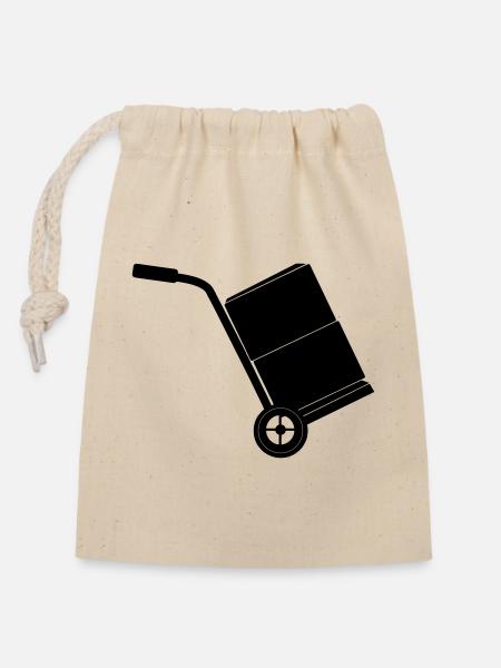 Trolley Mover mit zwei Boxen - Verschließbarer Geschenkbeutel aus Baumwolle (14x20cm) - Natur