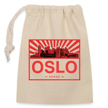 Oslo Skyline Rouge Noir - Sac cadeau en coton avec cordon (14 x 20 cm) - nature - Devant