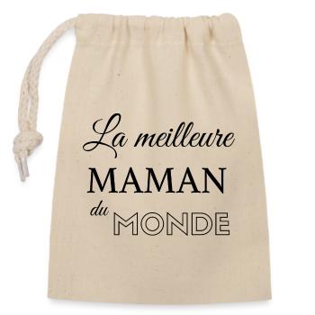 Meilleure maman du monde - Sac cadeau en coton avec cordon (14 x 20 cm) - nature - Devant