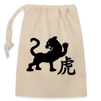 Chinese character tiger with tiger image - Closable cotton gift bag (14x20cm) - nature - Front