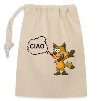 Cooler Fuchs CIAO Tier Geschenkidee - Verschließbarer Geschenkbeutel aus Baumwolle (14x20cm) - Natur - Vorne