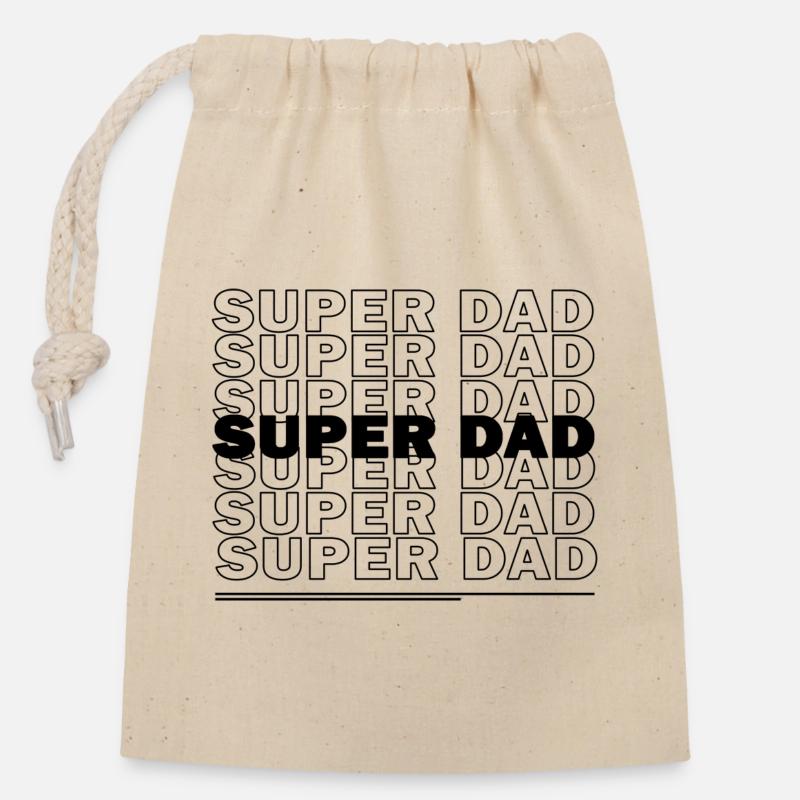 SUPER DAD - Verschließbarer Geschenkbeutel aus Baumwolle (14x20cm) - Natur