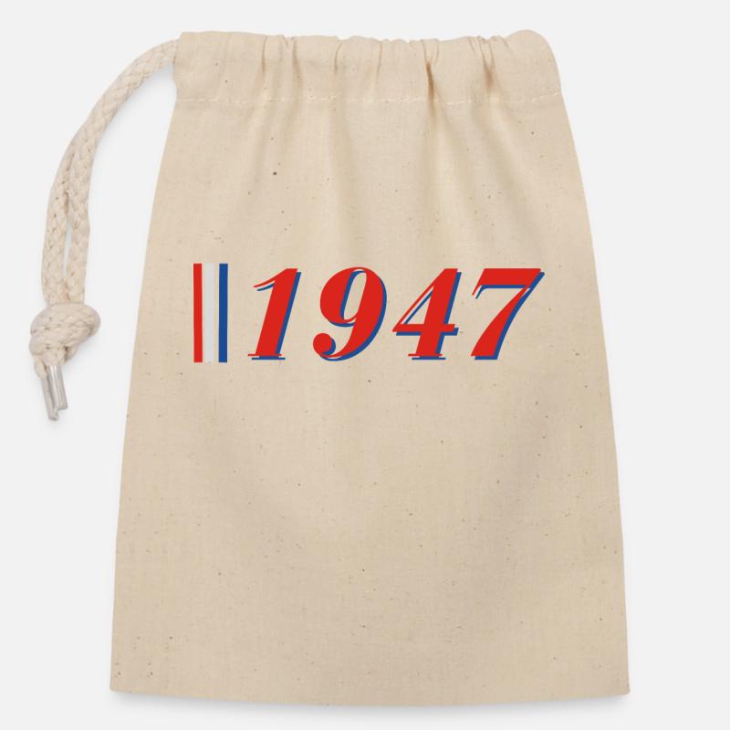 Année 1947 - Sac cadeau en coton avec cordon (14 x 20 cm) - nature