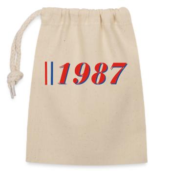 Year 1987 - Closable cotton gift bag (14x20cm) - nature - Front