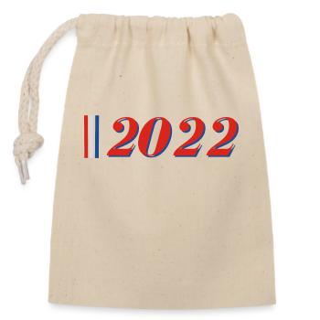 Year 2022 - Closable cotton gift bag (14x20cm) - nature - Front