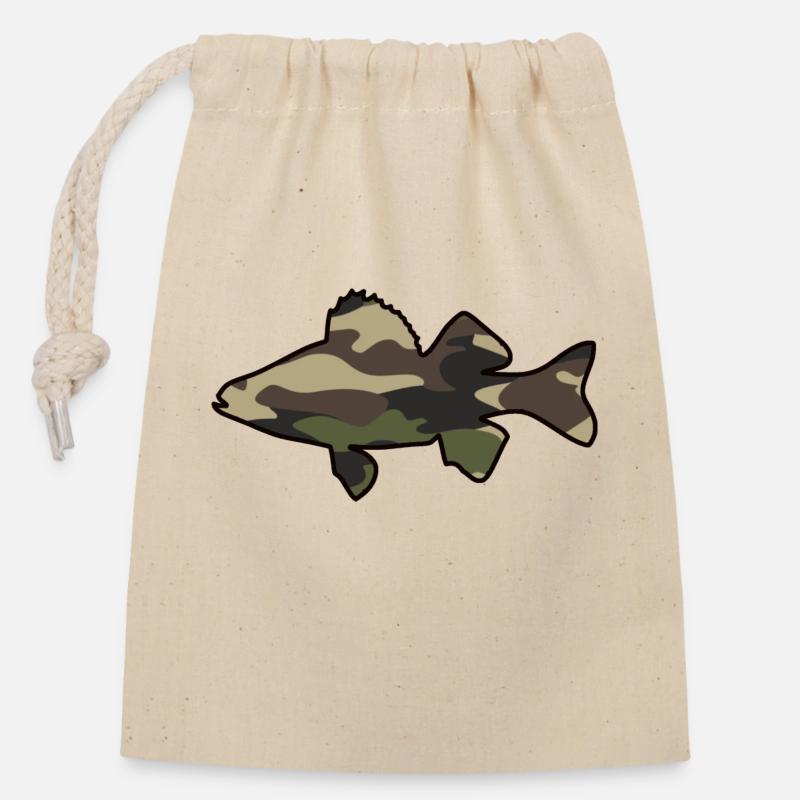 Perch green - Closable cotton gift bag (14x20cm) - nature