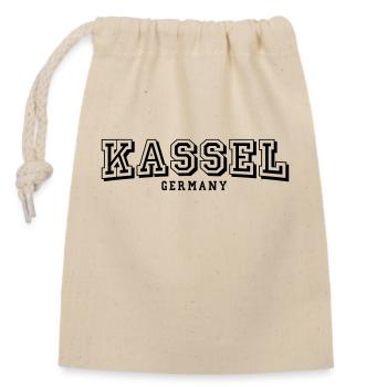 Kassel - Closable cotton gift bag (14x20cm) - nature - Front
