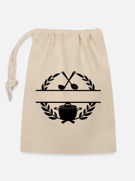 Lorbeerkranz-Restaurant-Logo - Verschließbarer Geschenkbeutel aus Baumwolle (14x20cm) - Natur