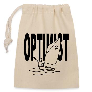 Optimiste - Sac cadeau en coton avec cordon (14 x 20 cm) - nature - Devant