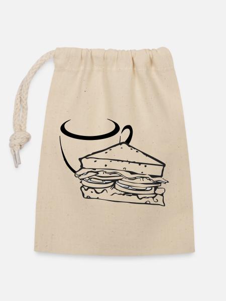 Frühstück Sandwich - Verschließbarer Geschenkbeutel aus Baumwolle (14x20cm) - Natur