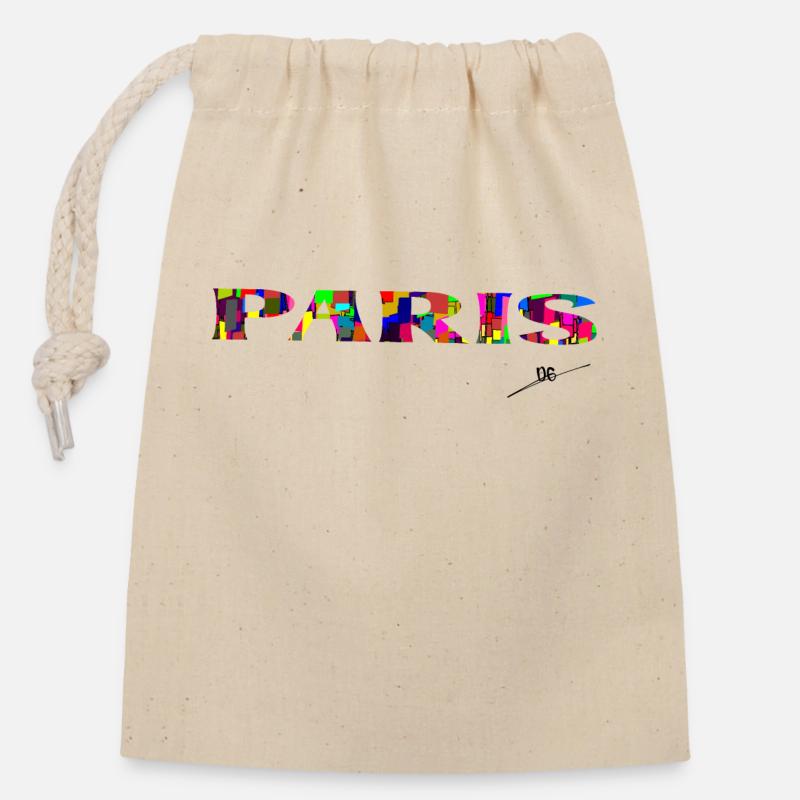 Paris Art - Closable cotton gift bag (14x20cm) - nature