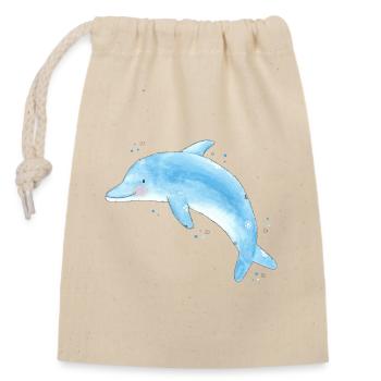 Bleu Delfin - Sac cadeau en coton avec cordon (14 x 20 cm) - nature - Devant