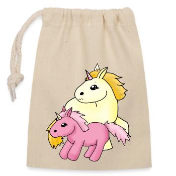 Freches Einhorn - Verschließbarer Geschenkbeutel aus Baumwolle (14x20cm) - Natur - Vorne