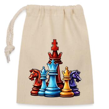 Échecs / Pièces / Stratégie / Casse-tête / Nerd - Sac cadeau en coton avec cordon (14 x 20 cm) - nature - Devant