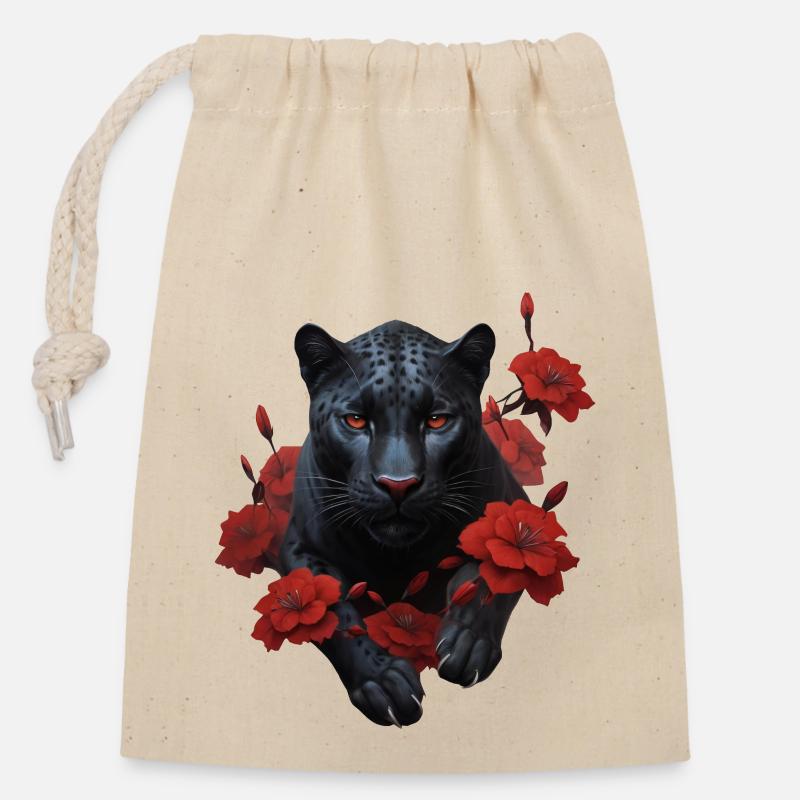 Mystischer Schwarzer Panther - Verschließbarer Geschenkbeutel aus Baumwolle (14x20cm) - Natur
