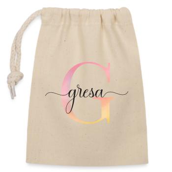 G | Monogram | Name | Gresa | Watercolor - Closable cotton gift bag (14x20cm) - nature - Front