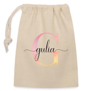 G | Monogram | Name | GuliaWatercolor - Closable cotton gift bag (14x20cm) - nature - Front