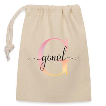 G | Monogram | Name | GönülWatercolor - Closable cotton gift bag (14x20cm) - nature - Front