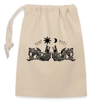 Odin Geri and Freki 4 - Closable cotton gift bag (14x20cm) - nature - Front