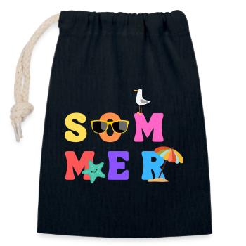 Sommer - Summer - Sommerliebe - Sonne - Sun - Closable cotton gift bag (14x20cm) - navy - Front