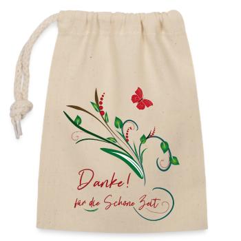 Thank you for the great time - Closable cotton gift bag (14x20cm) - nature - Front
