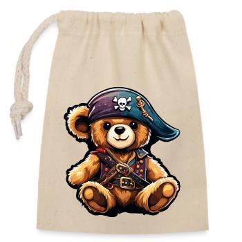 Teddybär / Kuscheltier / Stofftier / Geschenkidee - Verschließbarer Geschenkbeutel aus Baumwolle (14x20cm) - Natur - Vorne