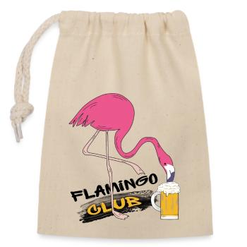 Flamingo Club - Verschließbarer Geschenkbeutel aus Baumwolle (14x20cm) - Natur - Vorne