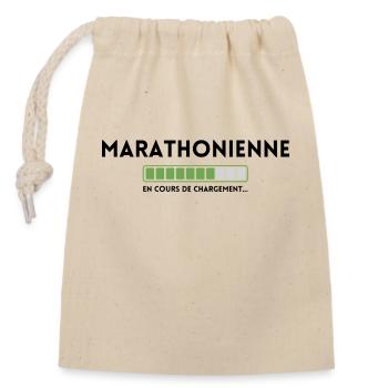 Marathonienne en cours de chargement - Sac cadeau en coton avec cordon (14 x 20 cm) - nature - Devant