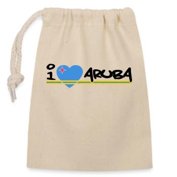 I love Aruba - Dutch Caribbean - Oranjestad - Verschließbarer Geschenkbeutel aus Baumwolle (14x20cm) - Natur - Vorne