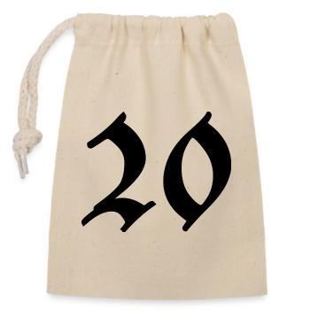 20. 20 ANS. 20e ANNIVERSAIRE. ANNIVERSAIRE 20 ANS. - Sac cadeau en coton avec cordon (14 x 20 cm) - nature - Devant