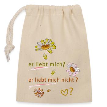 verliebt, Herz - Verschließbarer Geschenkbeutel aus Baumwolle (14x20cm) - Natur - Vorne
