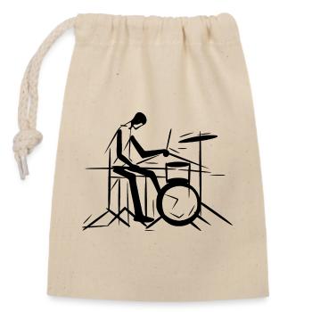 Drums Musicians - Closable cotton gift bag (14x20cm) - nature - Front