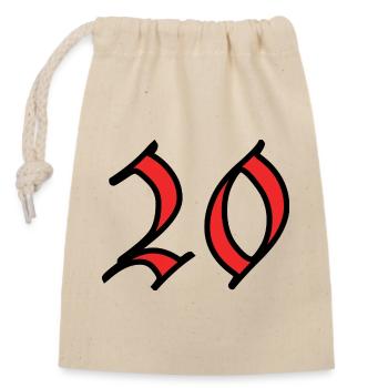20. 20 ANS. 20e ANNIVERSAIRE. ANNIVERSAIRE 20 ANS. - Sac cadeau en coton avec cordon (14 x 20 cm) - nature - Devant