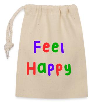 HAPPY. FREE. FREEDOM. WELFARE. ZEN. MEDITATION. - Closable cotton gift bag (14x20cm) - nature - Front