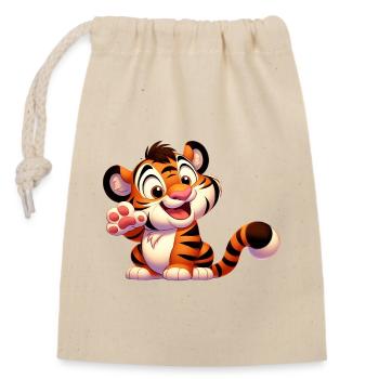 tiger 4 - Sac cadeau en coton avec cordon (14 x 20 cm) - nature - Devant