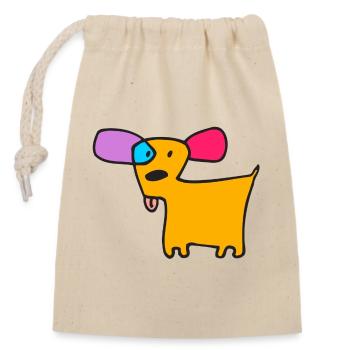 06 Doggie Short Farbe - Verschließbarer Geschenkbeutel aus Baumwolle (14x20cm) - Natur - Vorne