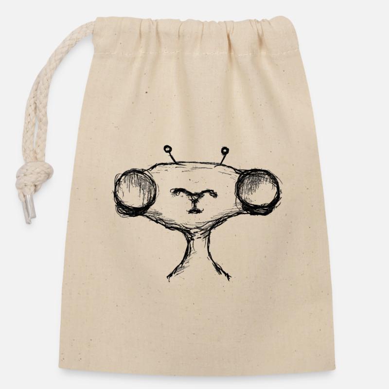 Alien - Closable cotton gift bag (14x20cm) - nature