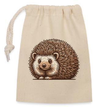 Hérisson - Sac cadeau en coton avec cordon (14 x 20 cm) - nature - Devant