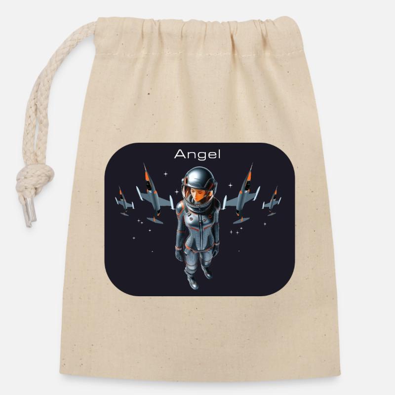 jet fighter angel - Closable cotton gift bag (14x20cm) - nature