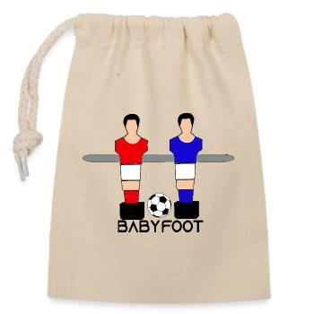 Tischfußball - Verschließbarer Geschenkbeutel aus Baumwolle (14x20cm) - Natur - Vorne