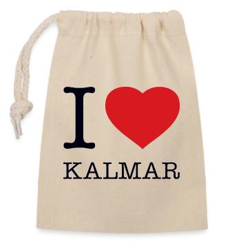 I LOVE KALMAR Sverige Sweden - Closable cotton gift bag (14x20cm) - nature - Front