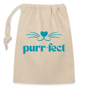 Purr-Fect / Cats T Shirt with Cute Purrs - Closable cotton gift bag (14x20cm) - nature - Front