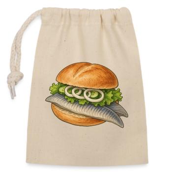 Norddeutsches Sushi – Fischbrötchen statt Maki - Verschließbarer Geschenkbeutel aus Baumwolle (14x20cm) - Natur - Vorne