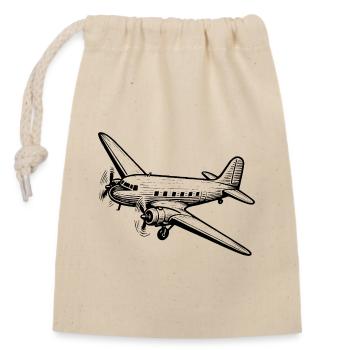 Klassisches DC-3 Flugzeugdesign mit Vintage-Flair. - Verschließbarer Geschenkbeutel aus Baumwolle (14x20cm) - Natur - Vorne