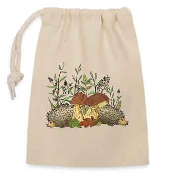 Igel - Verschließbarer Geschenkbeutel aus Baumwolle (14x20cm) - Natur - Vorne